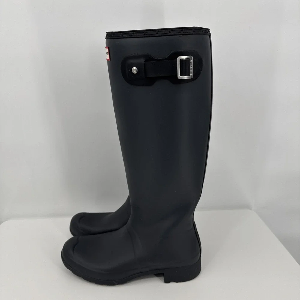 Hunter Original Tall Matte Dark Gray Rain Boots Women Size 8 Barn Garden Preppy